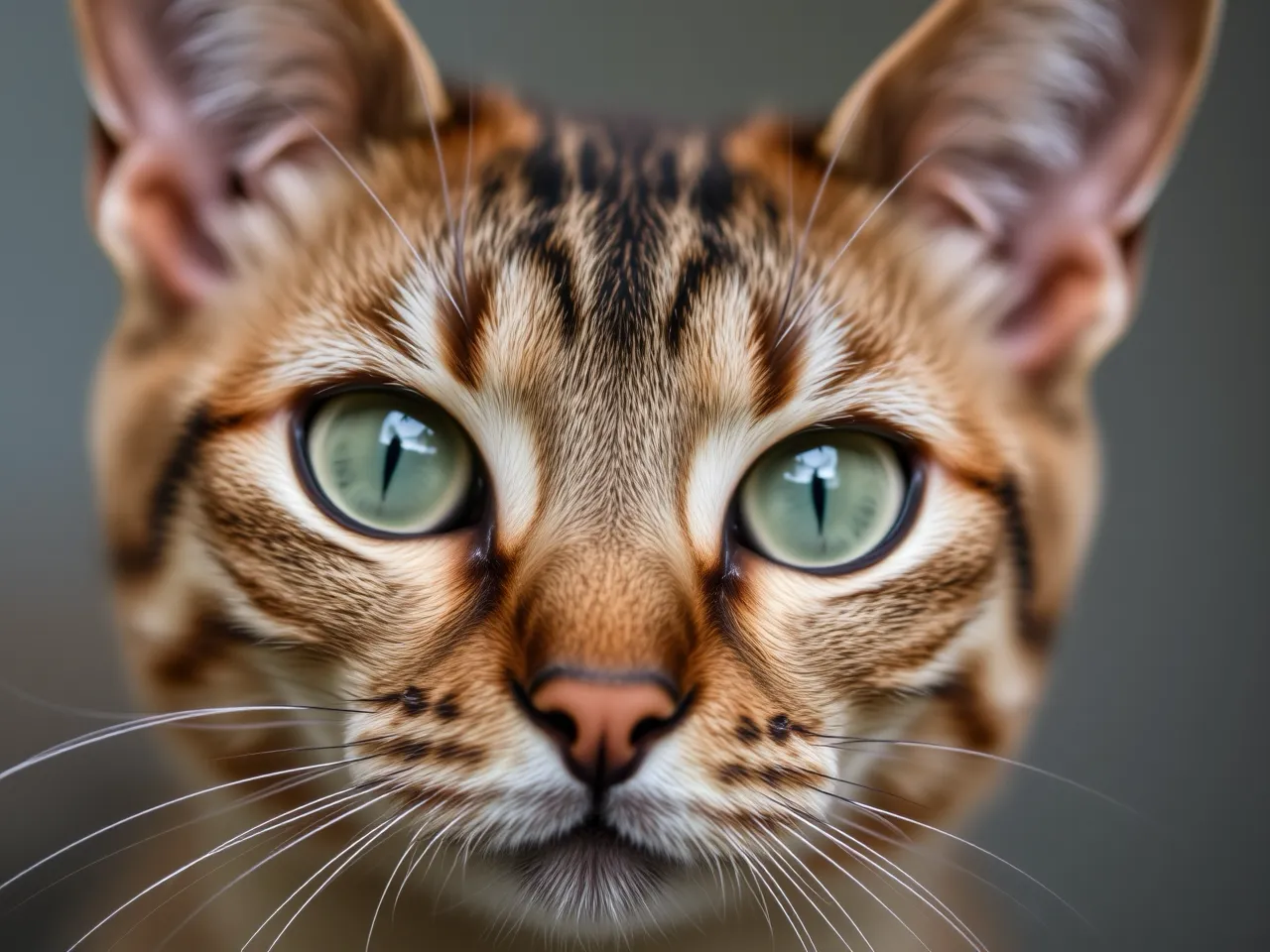 close up portrait of abyssinian cat with green eyes
