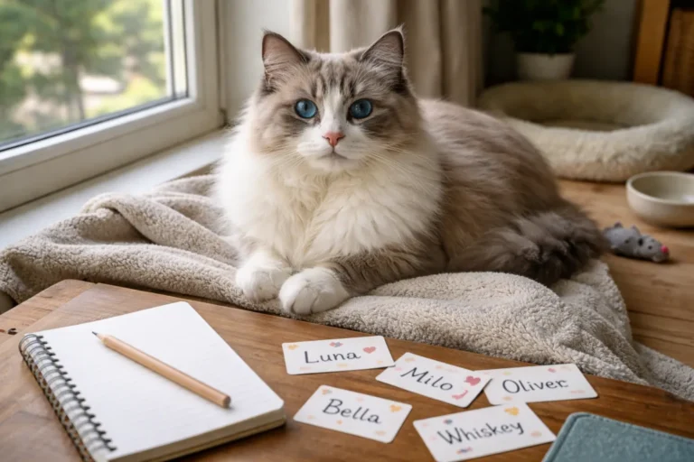 Ragdoll cat with soft coat and blue eyes