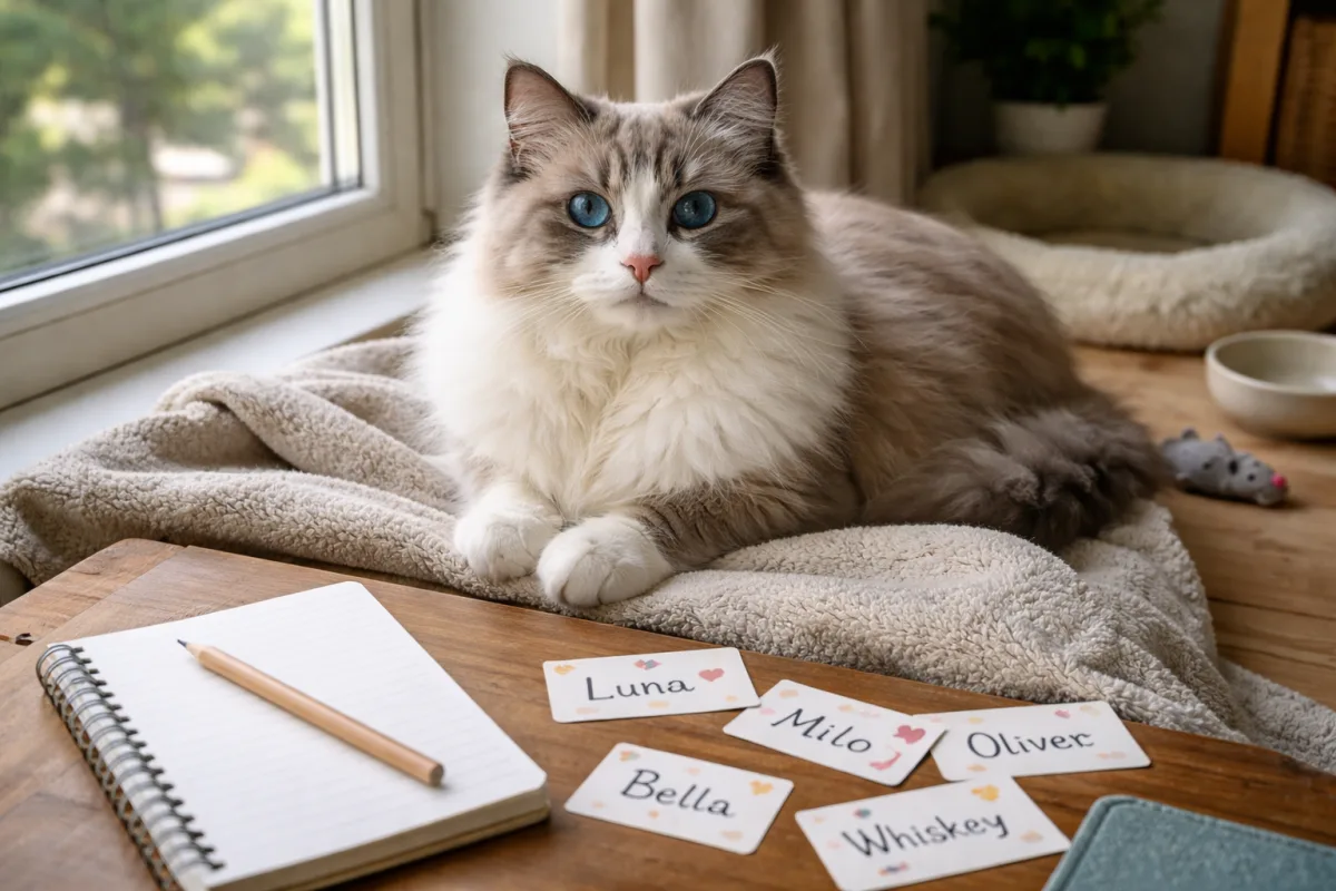 Ragdoll cat with soft coat and blue eyes