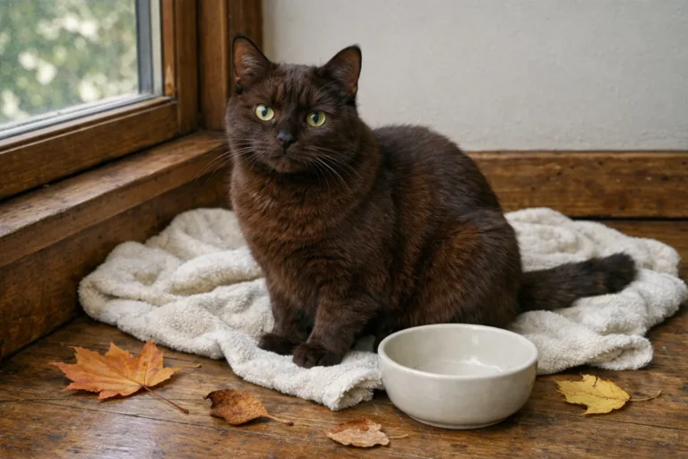 Brown cat with warm chocolate fur