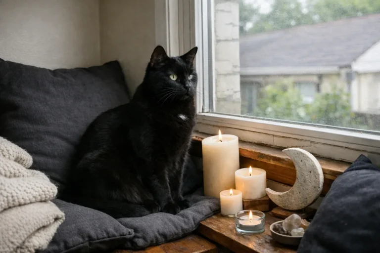 Black cat with striking eyes