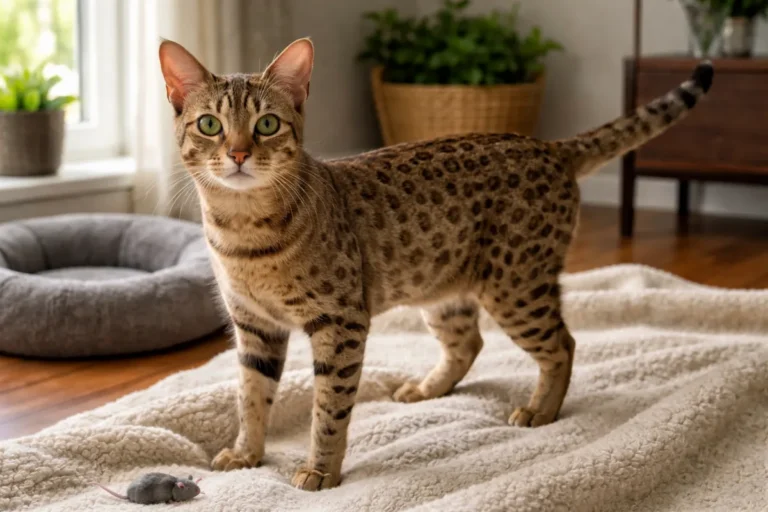 Ocicat cat with playful spotted coat