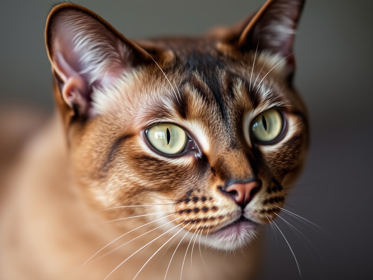sable burmese cat close up portrait soft lighting