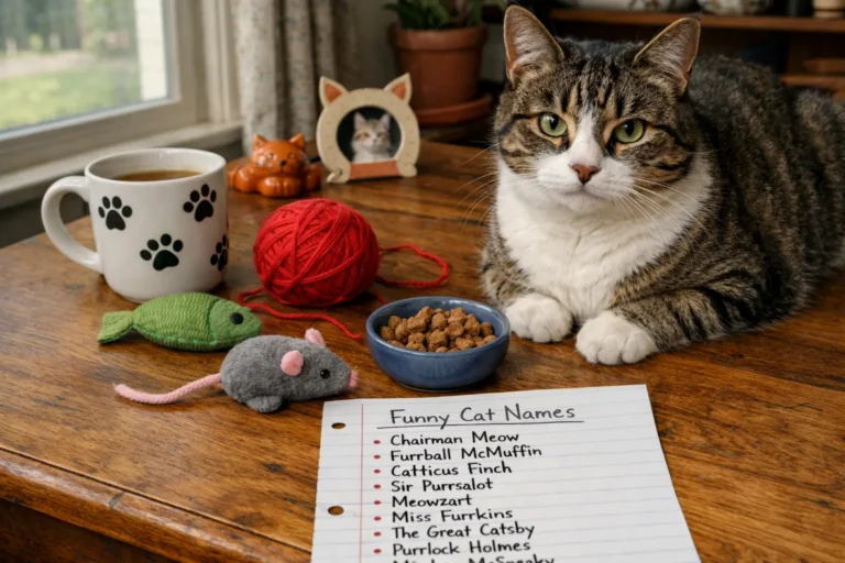 Cat with a playful silly name concept