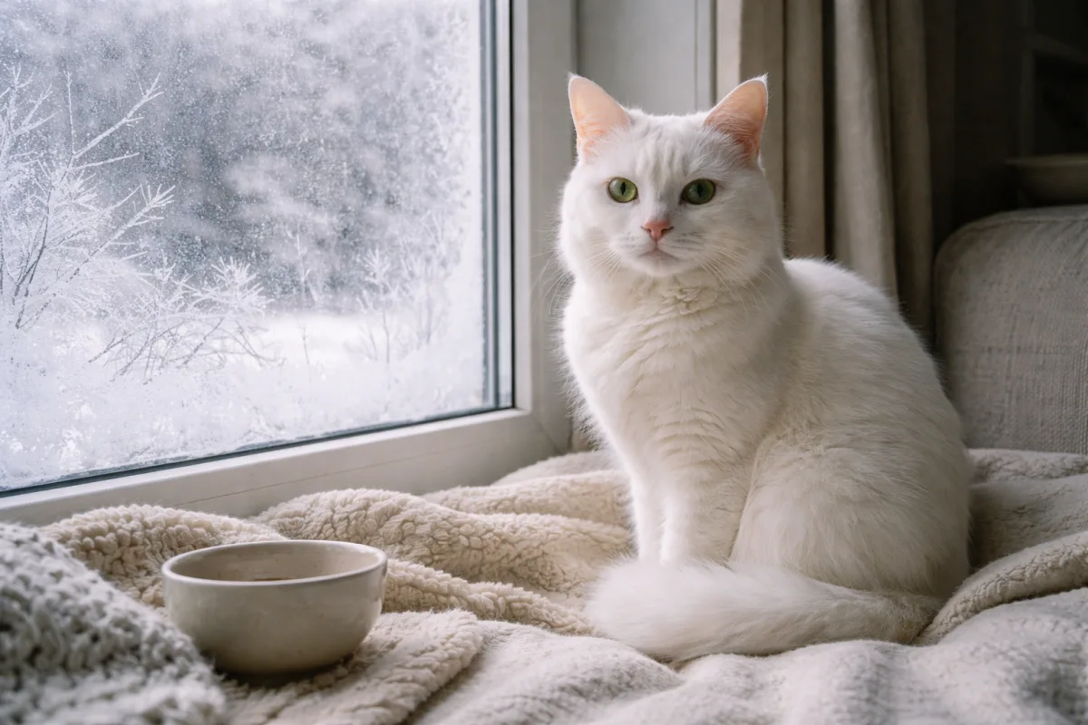 White cat with snowy fur