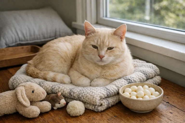 Cream cat with soft warm-toned fur