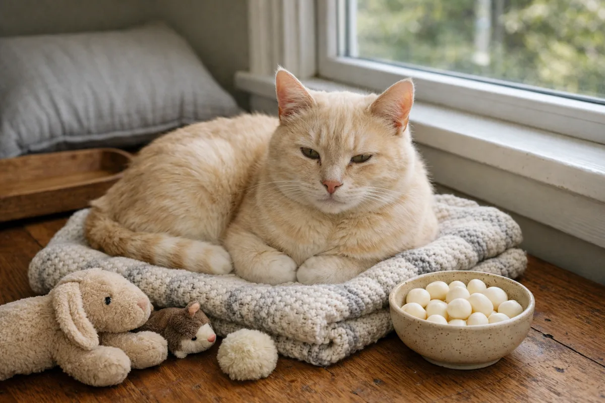 Cream cat with soft warm-toned fur