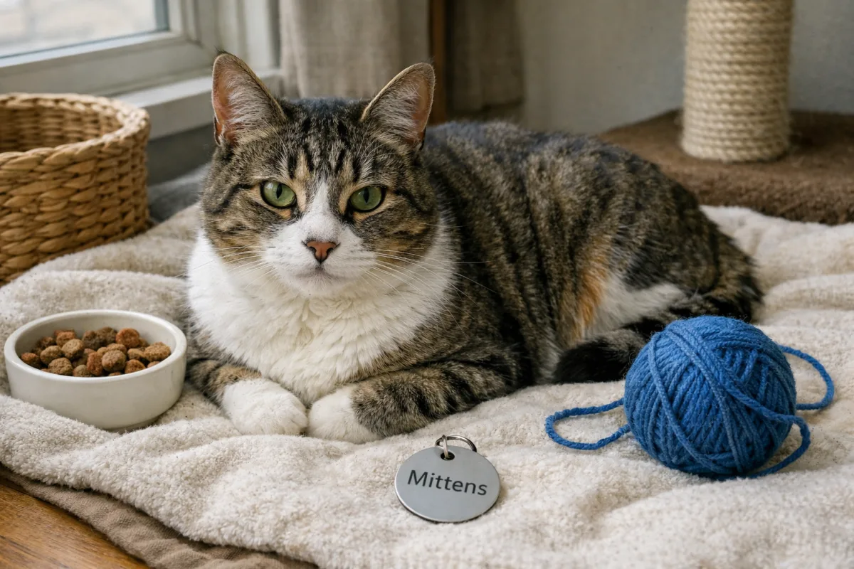 Sweet cat names on a cozy pet blanket