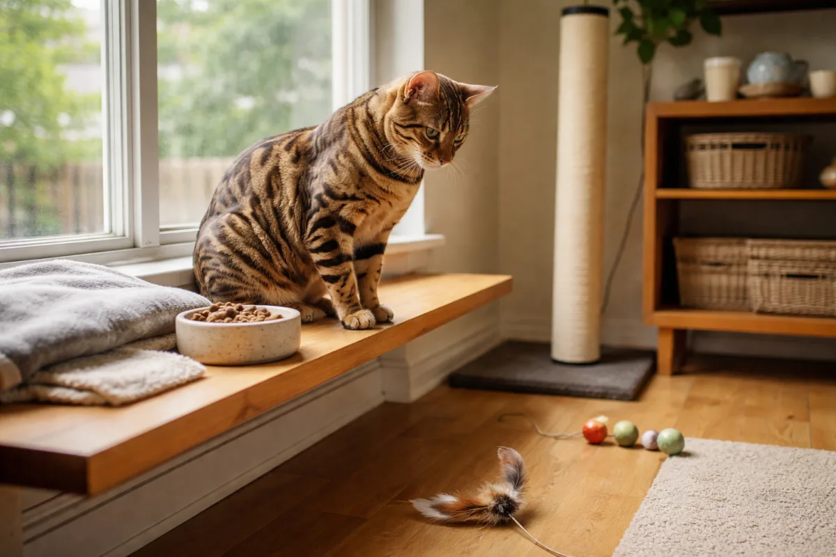 Bengal cat with striking spots