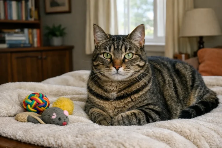 Cute tabby cat with cozy playful look