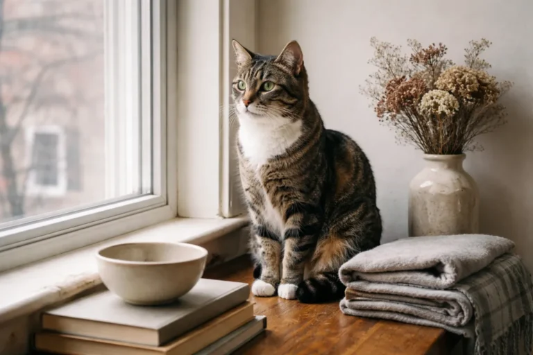 Elegant cat with a soft collar